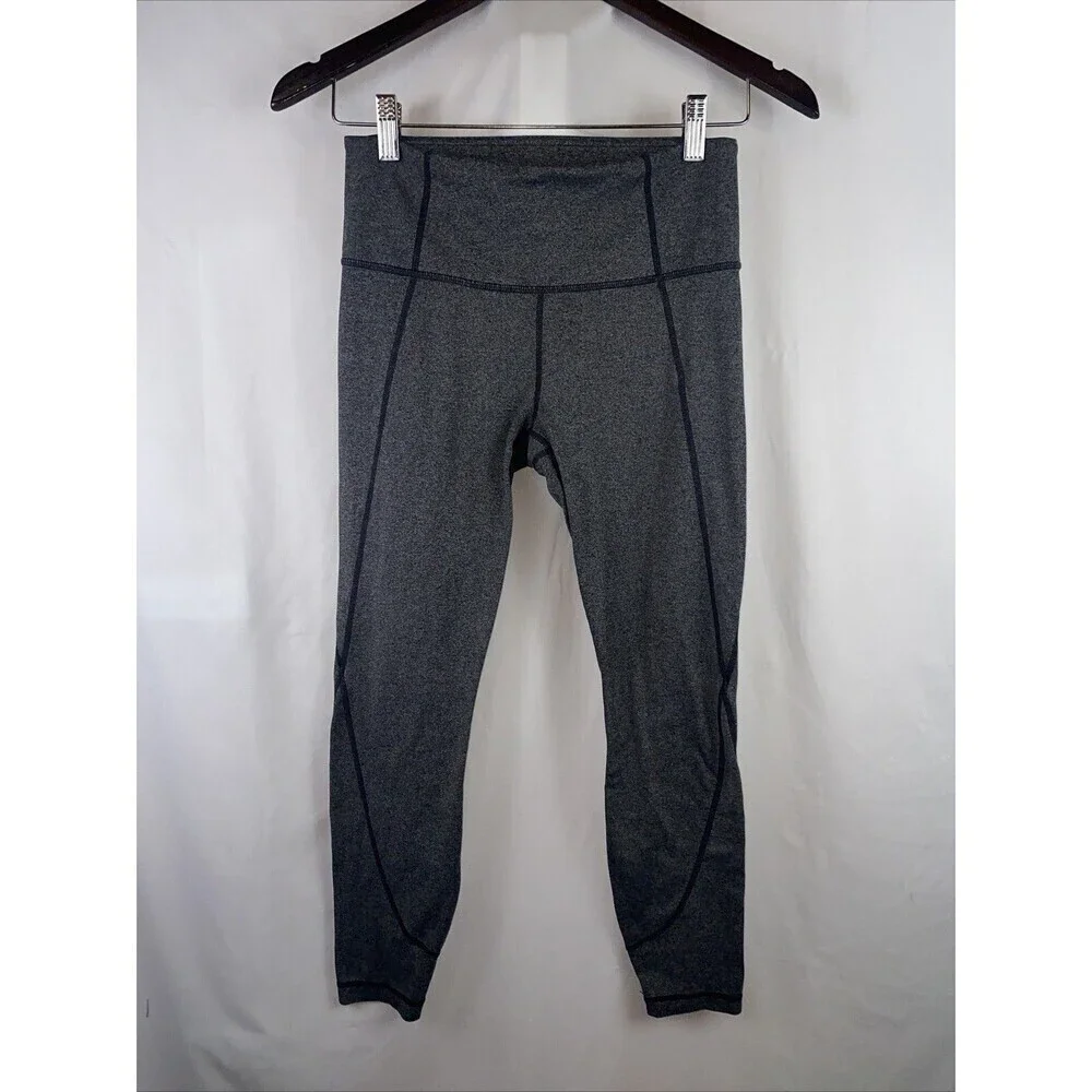 Athleta Heather Gray Cropped Leggings with Stitching Small